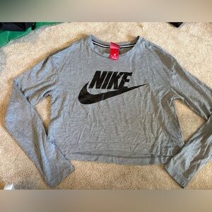Nike grey cropped jersey long sleeve tee